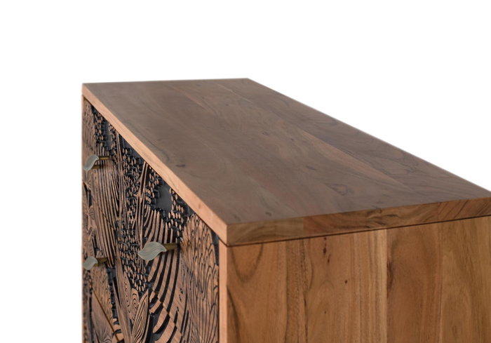 GINER Y COLOMER Commode 3 tiroirs en acacia massif et métal noir, couleur naturelle et noir, dimensions 93 x 40 x 83 cm, à monter